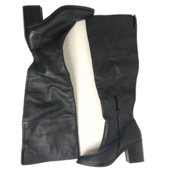 STEVE MADDEN Boots Women's Size 6.5 Black Roman Leather Knee High Shoes - Picture 12 of 13